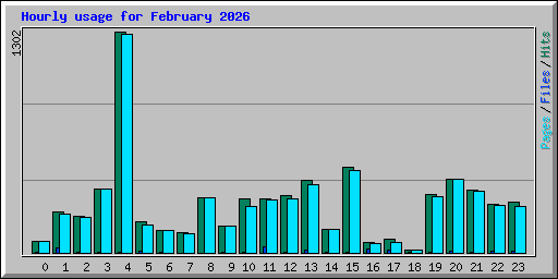Hourly usage for February 2026