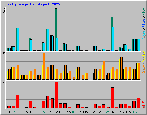 Daily usage for August 2025