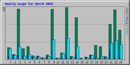 Hourly usage for March 2025