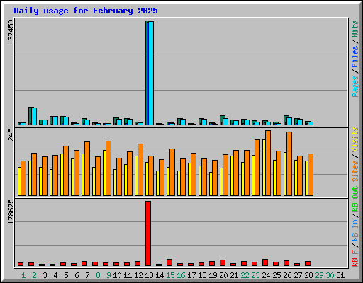 Daily usage for February 2025