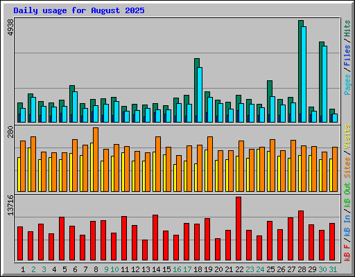 Daily usage for August 2025